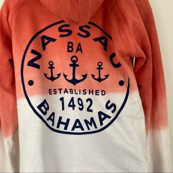 NEW NWT EXIST Tie Dye Ombré Dipped Hoodie Sweatshirt Cropped Coral White Small - Picture 6 of 9